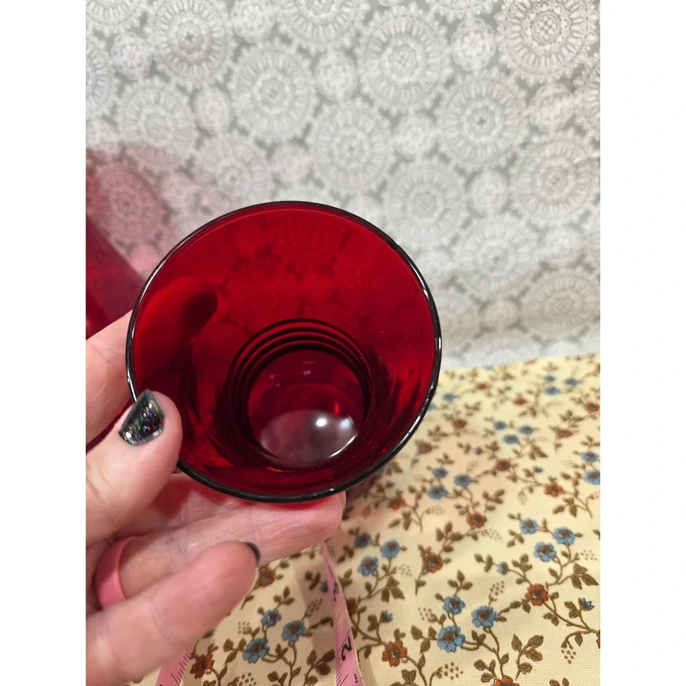 Ruby Red Glass Vase Candle Holder Set of 3‎ Bud Vases Home Decor Floral Accent